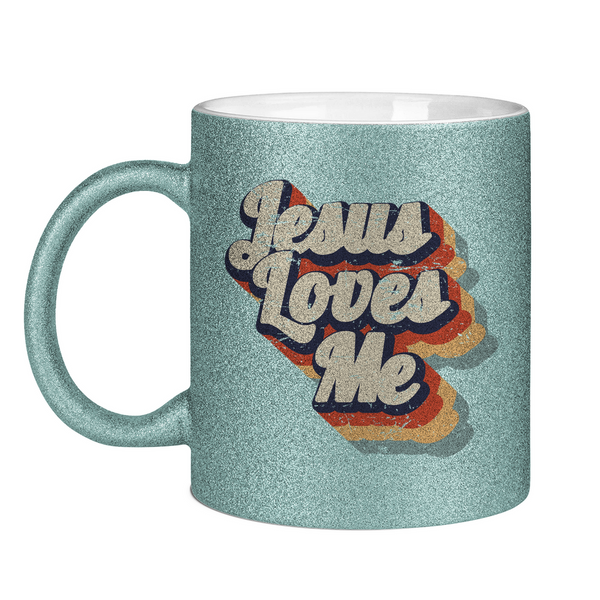 Glitzertasse jesus loves me