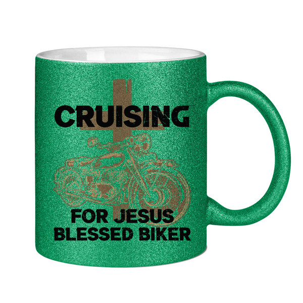 Glitzertasse cruising for jesus blessed biker