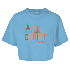Damen Oversize Crop Top merry christmas