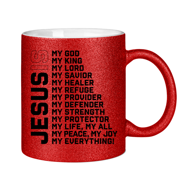 Glitzertasse jesus is my god