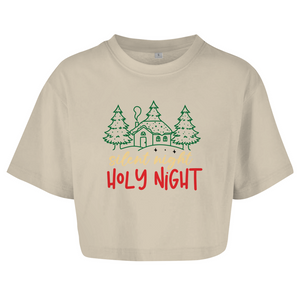 Damen Oversize Crop Top silent night holy night