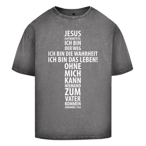 Oversize Washed T-Shirt jesus: ich bin das leben johannes 14:6