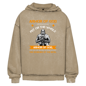 Oversize Washed Hoodie armor of god ephesians 6:11