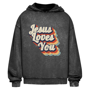 Oversize Washed Hoodie jesus loves you