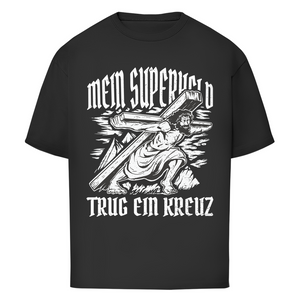 Oversize T-Shirt mein superheld trug ein kreuz