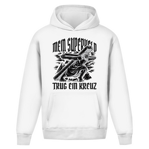 Oversize Hoodie Ohne Kordel mein superheld trug ein kreuz