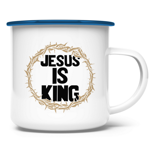 Emaille Tasse jesus is king dornenkrone