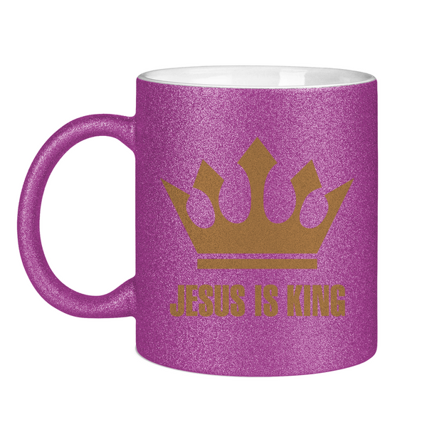 Glitzertasse jesus is king krone