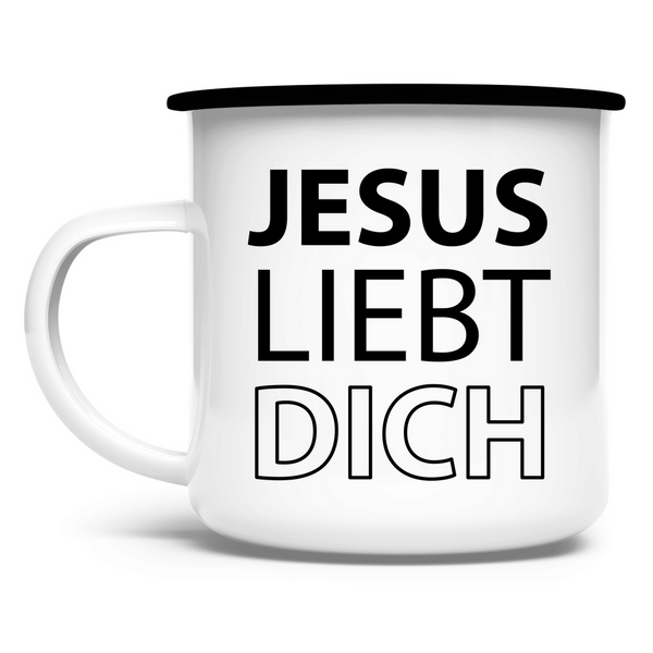 Emaille Tasse jesus liebt dich