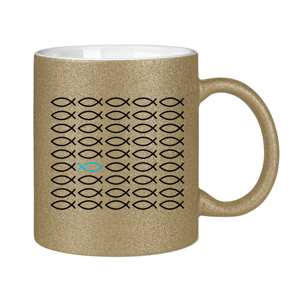 Glitzertasse Ichthys fisch christliches symbol