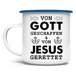 Emaille Tasse von gott geschaffen