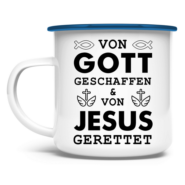 Emaille Tasse von gott geschaffen