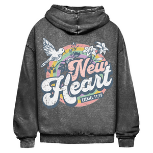 Oversize Washed Hoodie new heart ezekiel 11:19