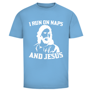 Herren T-Shirt i run on naps and jesus