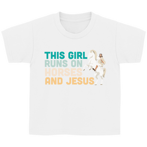 Kinder T-Shirt this girl runs on horses and jesus
