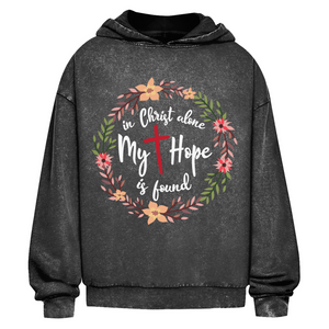 Oversize Washed Hoodie in christ alone my hope is found