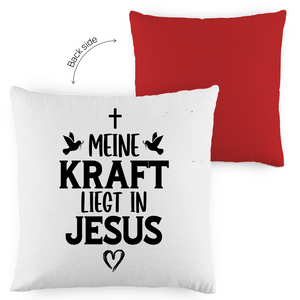 Kopfkissen zweifarbig meine kraft liegt in jesus