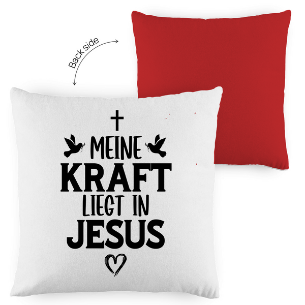 Kopfkissen zweifarbig meine kraft liegt in jesus