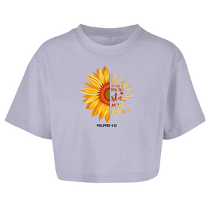Damen Oversize Crop Top christus der mich stark macht philipper 4.13