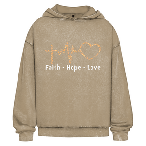 Oversize Washed Hoodie faith hope love