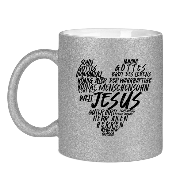 Glitzertasse jesus herz wordcloud