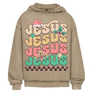 Oversize Washed Hoodie jesus weihnachtsmotiv