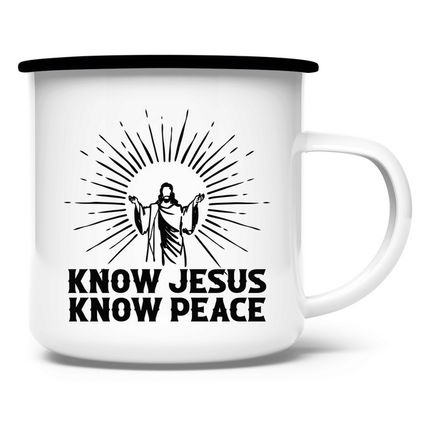 Emaille Tasse know jesus know peace