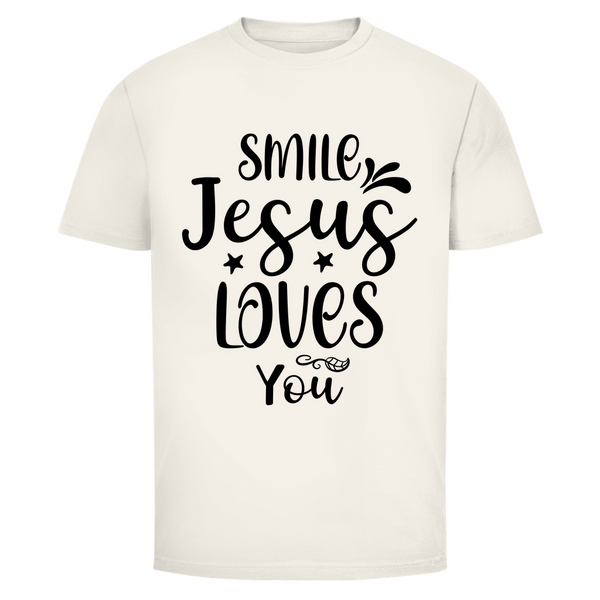 Herren T-Shirt smile jesus loves you