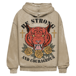 Oversize Washed Hoodie be strong and courageous joshua 1:9