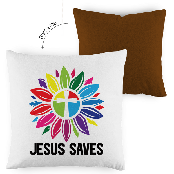 Kopfkissen zweifarbig jesus saves blume