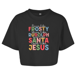 Damen Oversize Crop Top give like santa love like jesus