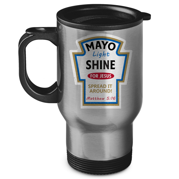 Edelstahl-Thermobecher mayo light shine Matthew 5:16