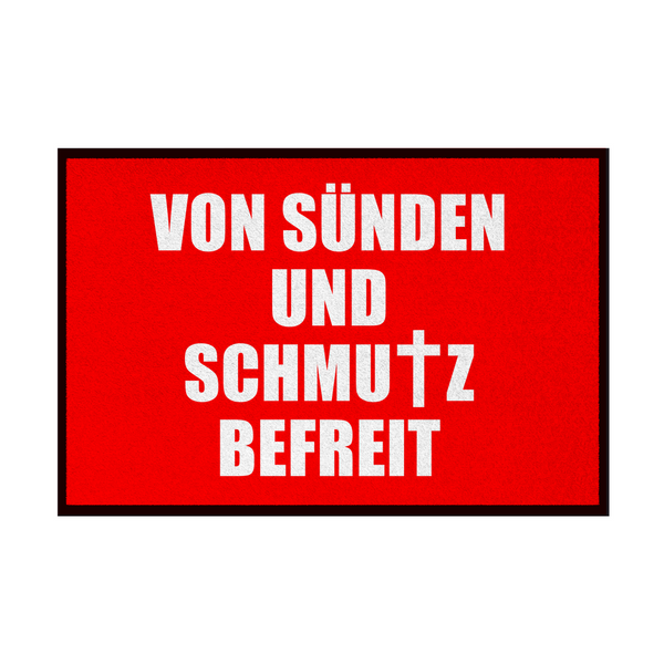 Fußmatte mit Gummirand von sünden und schmutz befreit