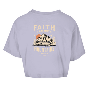 Damen Oversize Crop Top faith can move mountains matthew 17:20