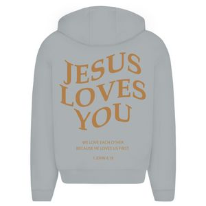 Oversize Zipper Hoodie jesus loves you 1 john 4,19