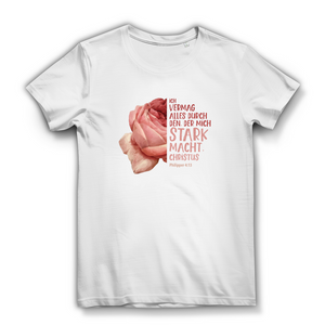 Damen Bio T-Shirt der mich stark macht rose philipper 4:13