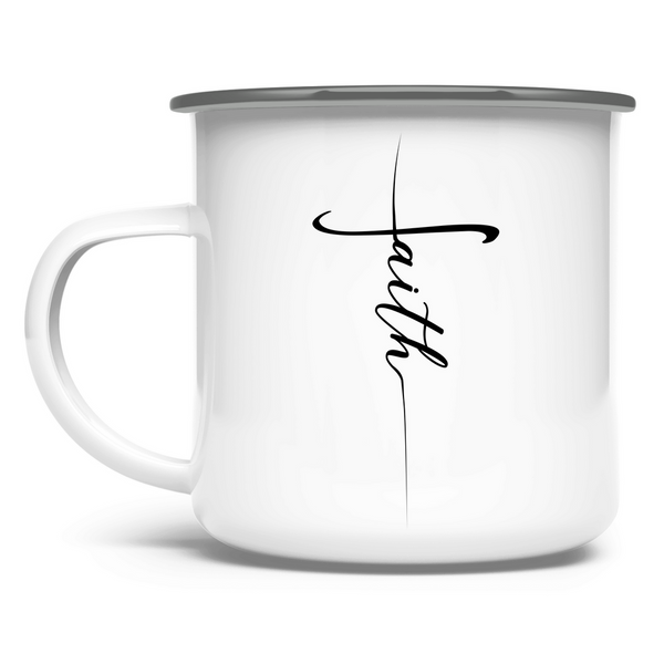 Emaille Tasse faith kreuz