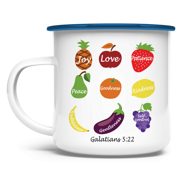 Emaille Tasse joy love peace galatians 5:22