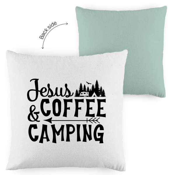 Kopfkissen zweifarbig jesus coffee camping