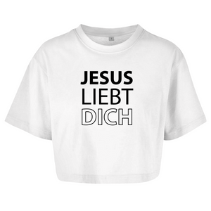 Damen Oversize Crop Top jesus liebt dich