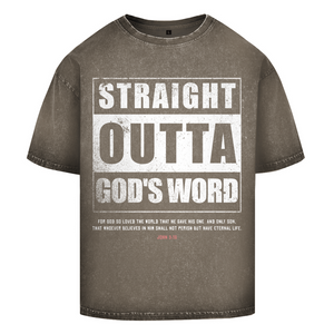Oversize Washed T-Shirt straight outta gods word john 3:16