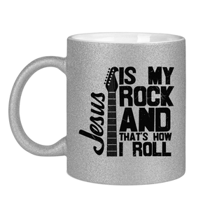 Glitzertasse jesus is my rock gitarrenspieler
