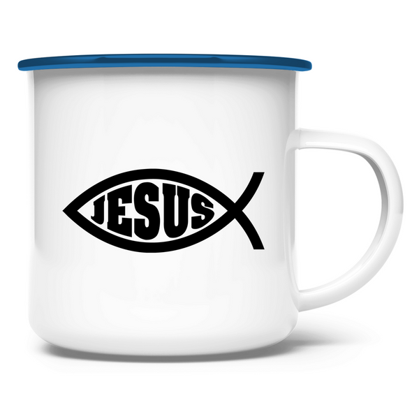 Emaille Tasse Ichthys fisch christliches symbol