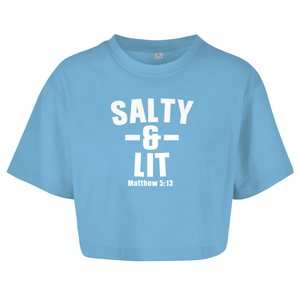 Damen Oversize Crop Top salty and lit matthew 5:13
