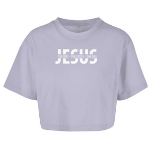 Damen Oversize Crop Top jesus the way the truth the life