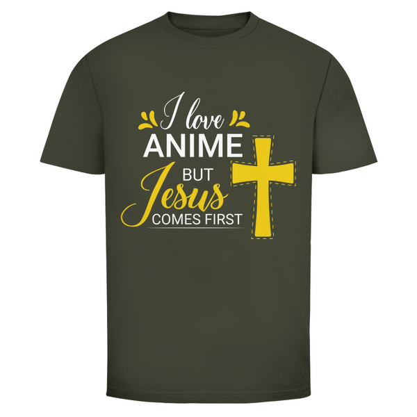 Herren T-Shirt i love anime but jesus comes first