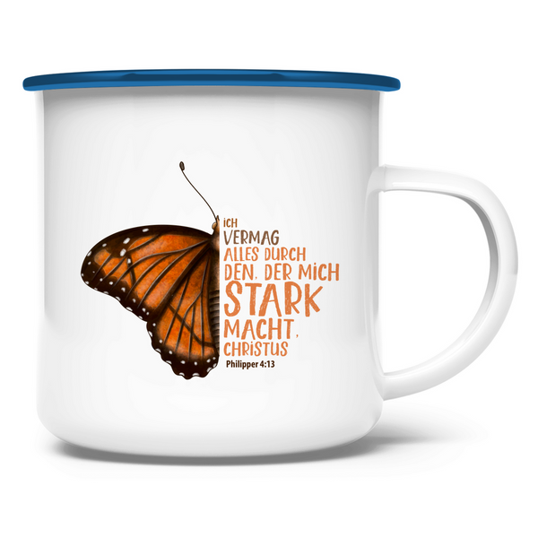 Emaille Tasse der mich stark macht schmetterling