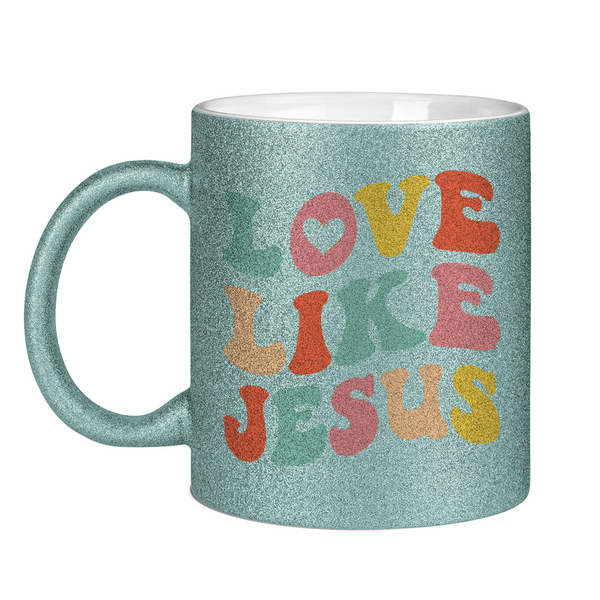 Glitzertasse love like jesus