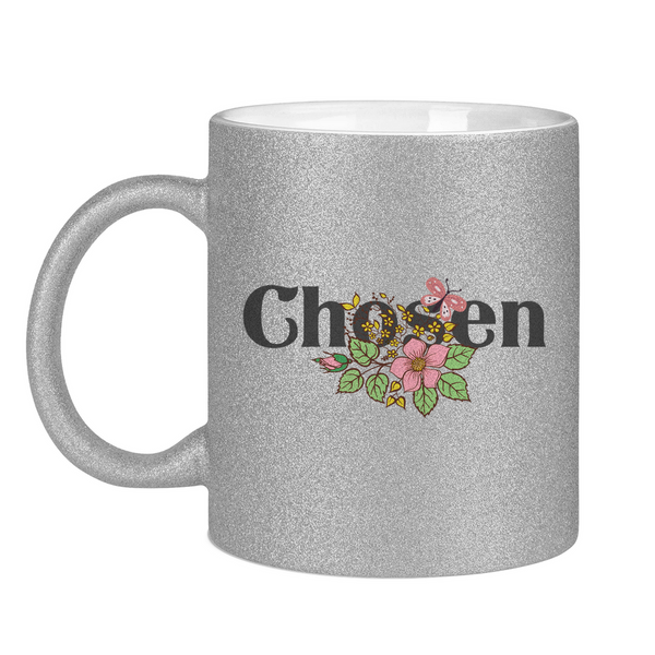 Glitzertasse chosen blumen