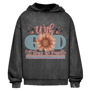 Oversize Washed Hoodie with god all things are possible